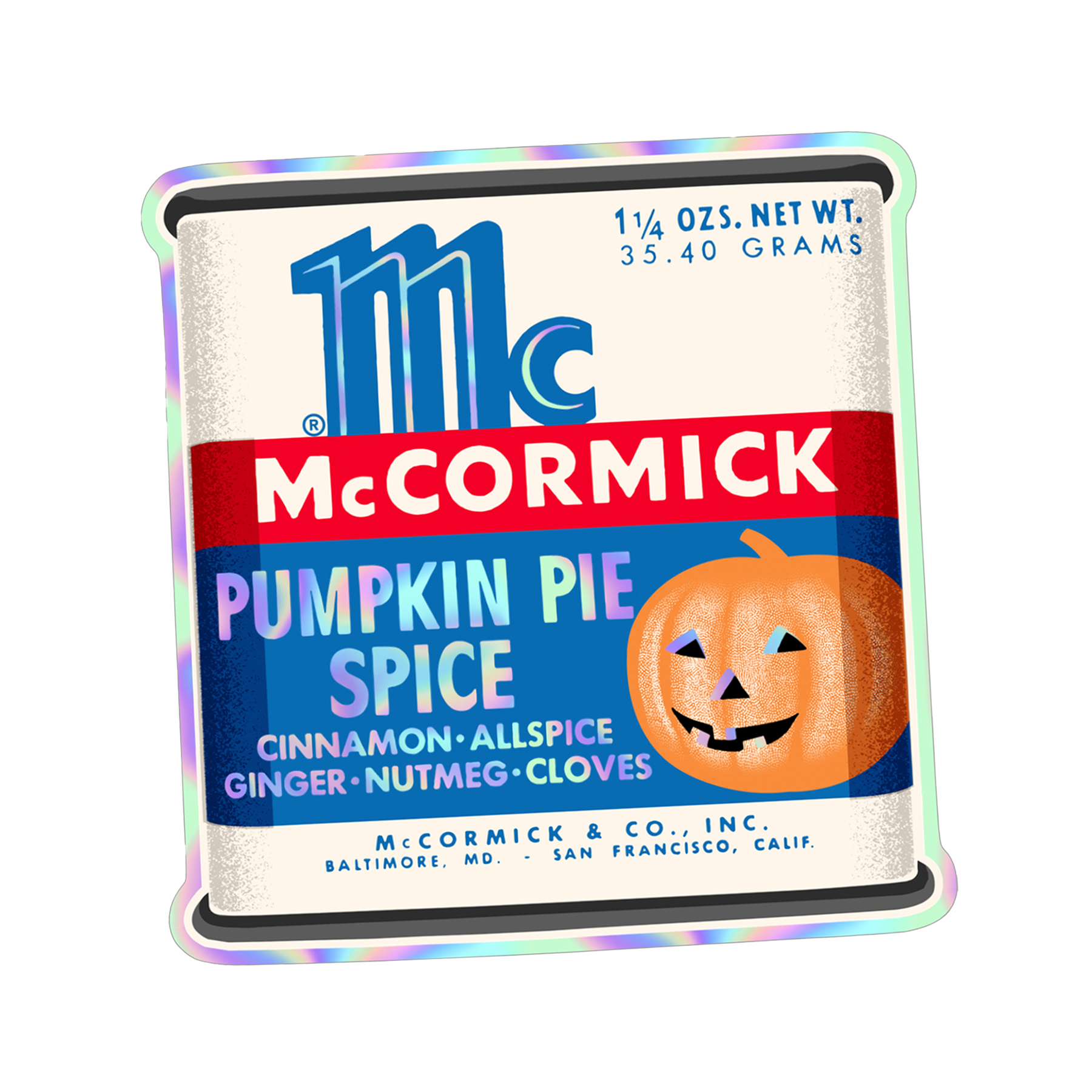 McCormick Pumpkin Pie Spice Tin Sticker